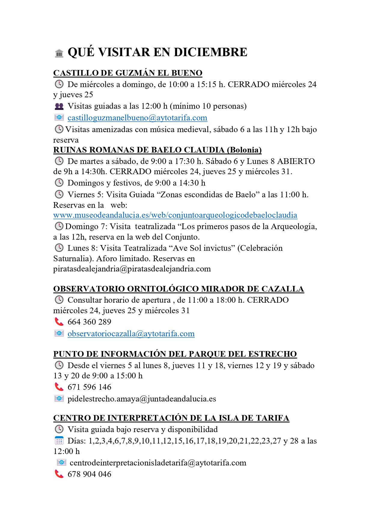 VISITAS DICIEMBRE monumentos